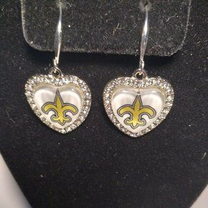 New Orleans Saints NFL Fashion Dangle Rhinestone Earrings NEW